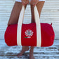 red silver organic cotton round duffel bag - Tita Italia